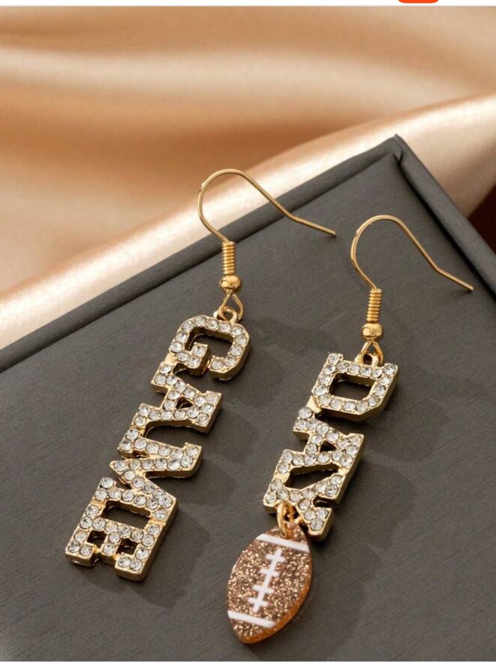 Gold-Tone 'Game Day' Rhinestone Drop Earrings with Football Accent